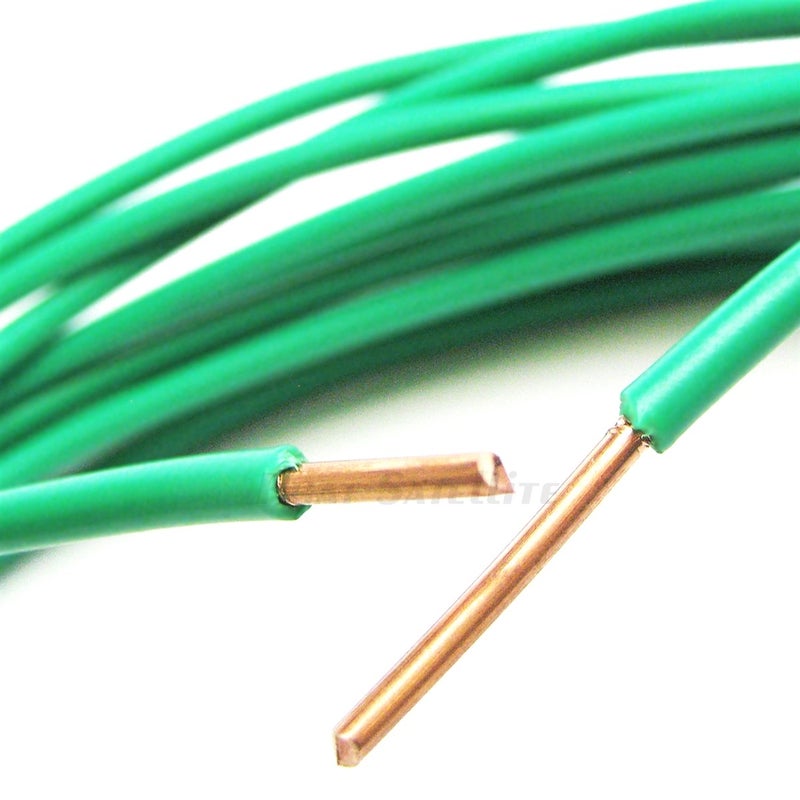 PHAT SATELLITE INTL - كابل تأريض نحاسي صلب نقي، 12 AWG، غلاف THW PVC، للاستخدام الداخلي والخارجي الرطب والجاف، حماية الأجهزة من الارتفاعات الكهربائية (15 قدم، أخضر)